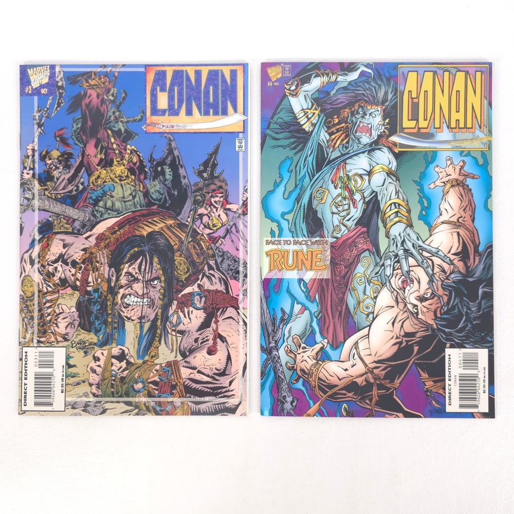 Conan Comic 3, 4 1995 Marvel Direct Rune Faceoff Barry Crain Art Hama Script